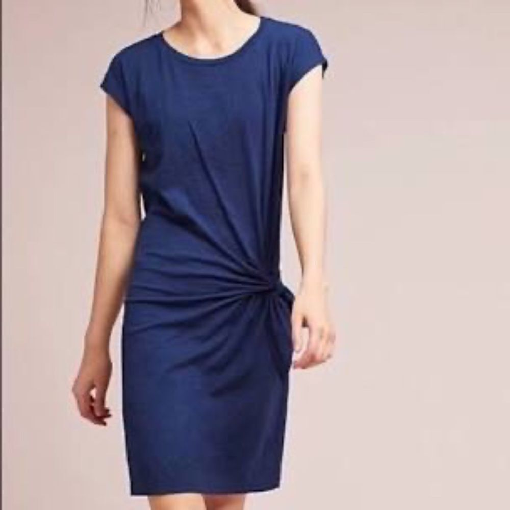 Velvet Graham & Spencer X Anthropologie Gussie Know Ink Navy T Shirt Dress Sz S